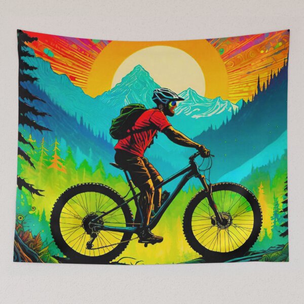 Item preview, Rider’s Paradise: Colorful MTB in Forested Mountains designed and sold by GrizzlyCollective.
