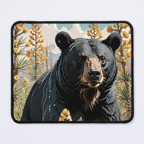 Item preview, Black Colored Bear Surrounded By Yucca flower New Mexico State 4 designed and sold by taiche.