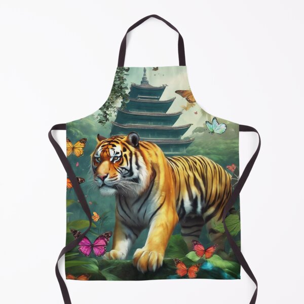 Item preview, Tiger and butterfly, plants, flowers, nature, pagoda, China designed and sold by Sugar Wisdom .
