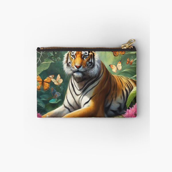 Item preview,  Tiger and butterfly, plants, flowers, nature, pagoda, China designed and sold by Sugar Wisdom .