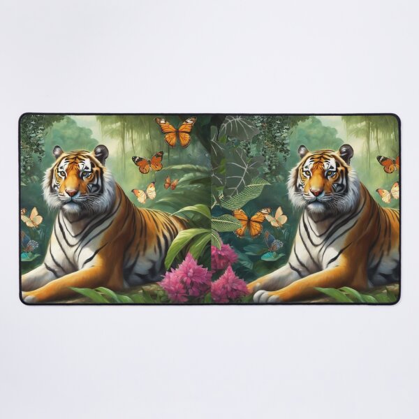 Item preview, Tiger and butterfly, plants, flowers, nature, pagoda, China designed and sold by Sugar Wisdom .