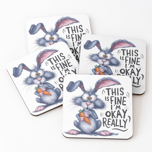 Item preview, Stressed Out Bunny "This Is Fine" Funny Design designed and sold by behnay.