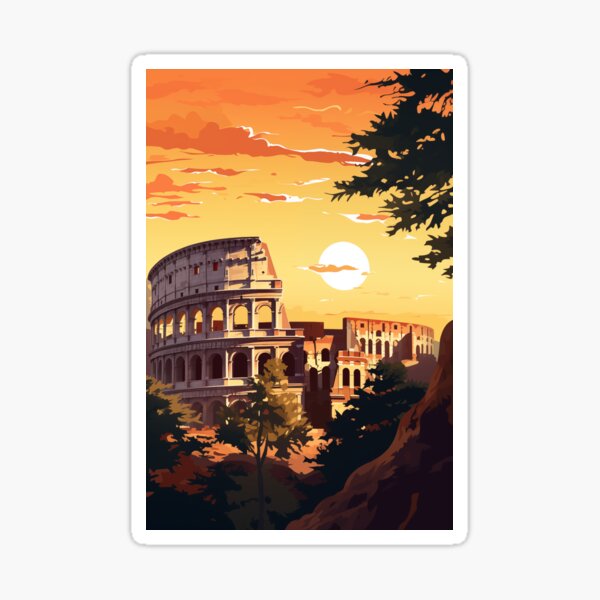 Item preview, Sunset at the Colosseum in Rome Travel Poster designed and sold by peachypoppet.