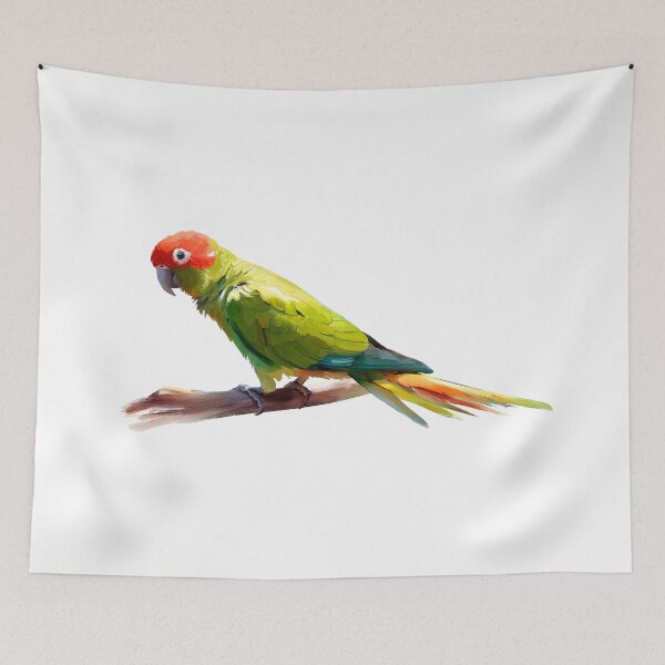 Item preview, Red Crowned Parrot in oils and metalic style designed and sold by DariyaDell.