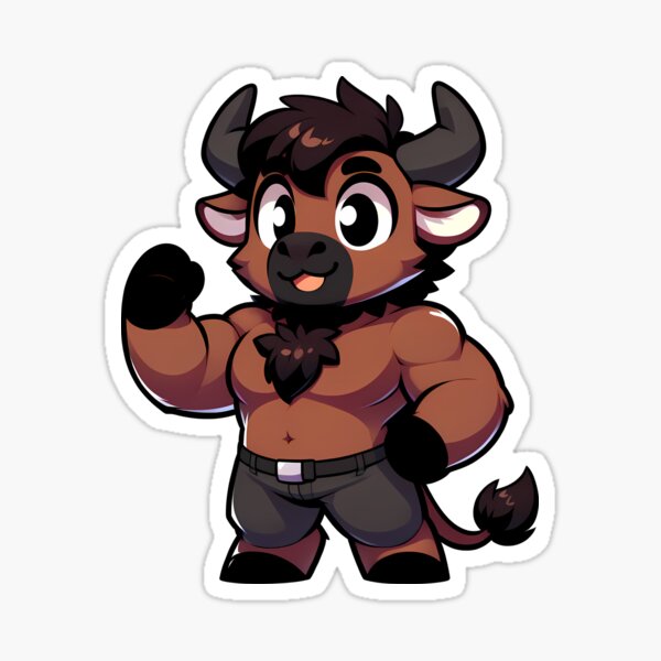 Cute Chibi Bull Anthro Furry Art Minotaur Sticker