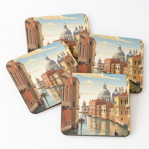 Item preview, Venetian Gondolas Retro Travel Poster designed and sold by peachypoppet.
