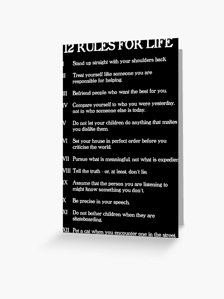 12 rules for life - Jordan Peterson Greeting Card for Sale by LibertyTees