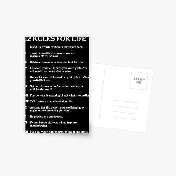 12 rules for life - Jordan Peterson Postcard for Sale by LibertyTees