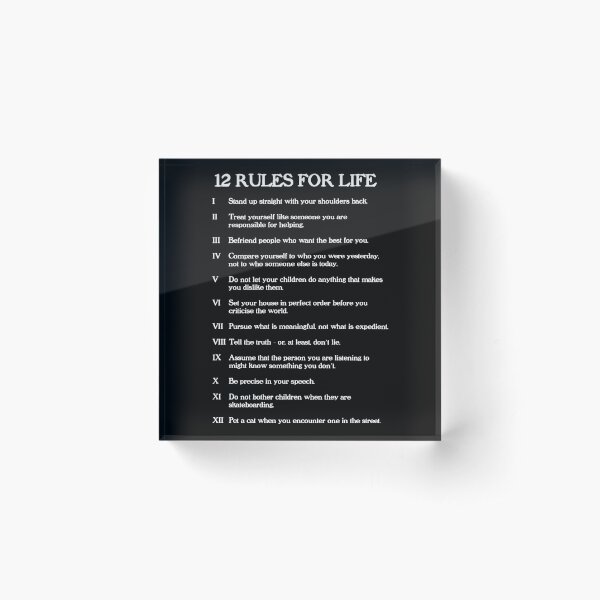 12 rules for life - Jordan Peterson Acrylic Block
