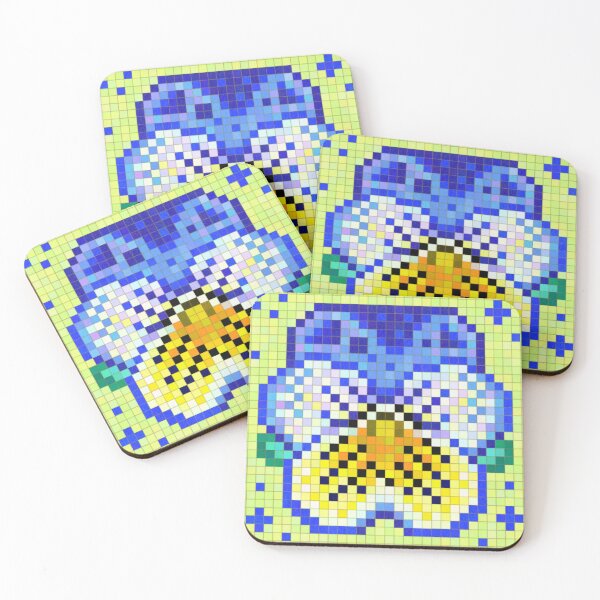 Item preview, Celestial Blue And Yellow Pansy Pixel Art designed and sold by CozyPixelFluff.