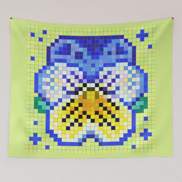 Item preview, Celestial Blue And Yellow Pansy Pixel Art designed and sold by CozyPixelFluff.