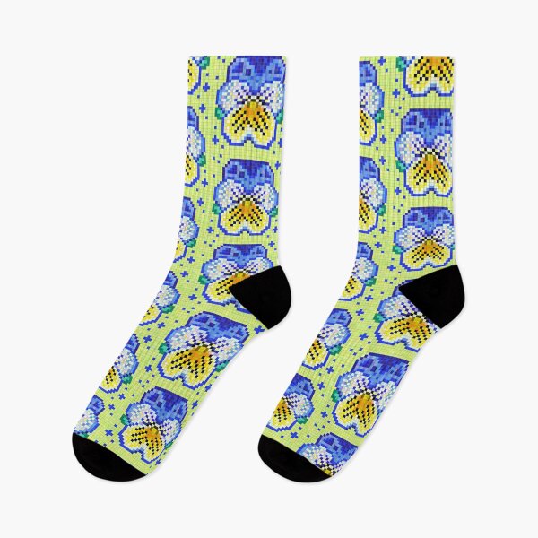 Item preview, Celestial Blue And Yellow Pansy Pixel Art designed and sold by CozyPixelFluff.