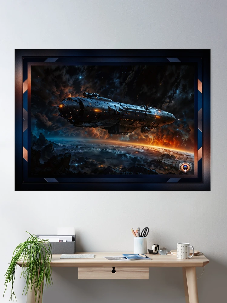 The Celestia V1185T17 Orbiting A Mysterious Celestial Body Astonishing AI Concept Art by Xzendor7 Room Decor Sci-Fi Space Poster Art Print