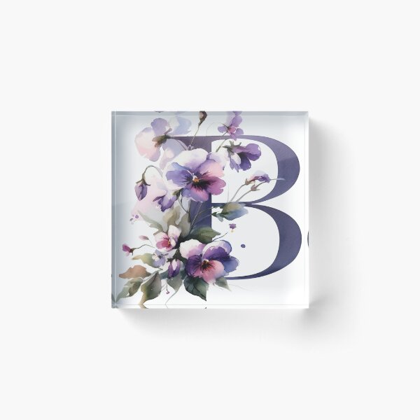 VIOLETS LETTER B Acrylic Block