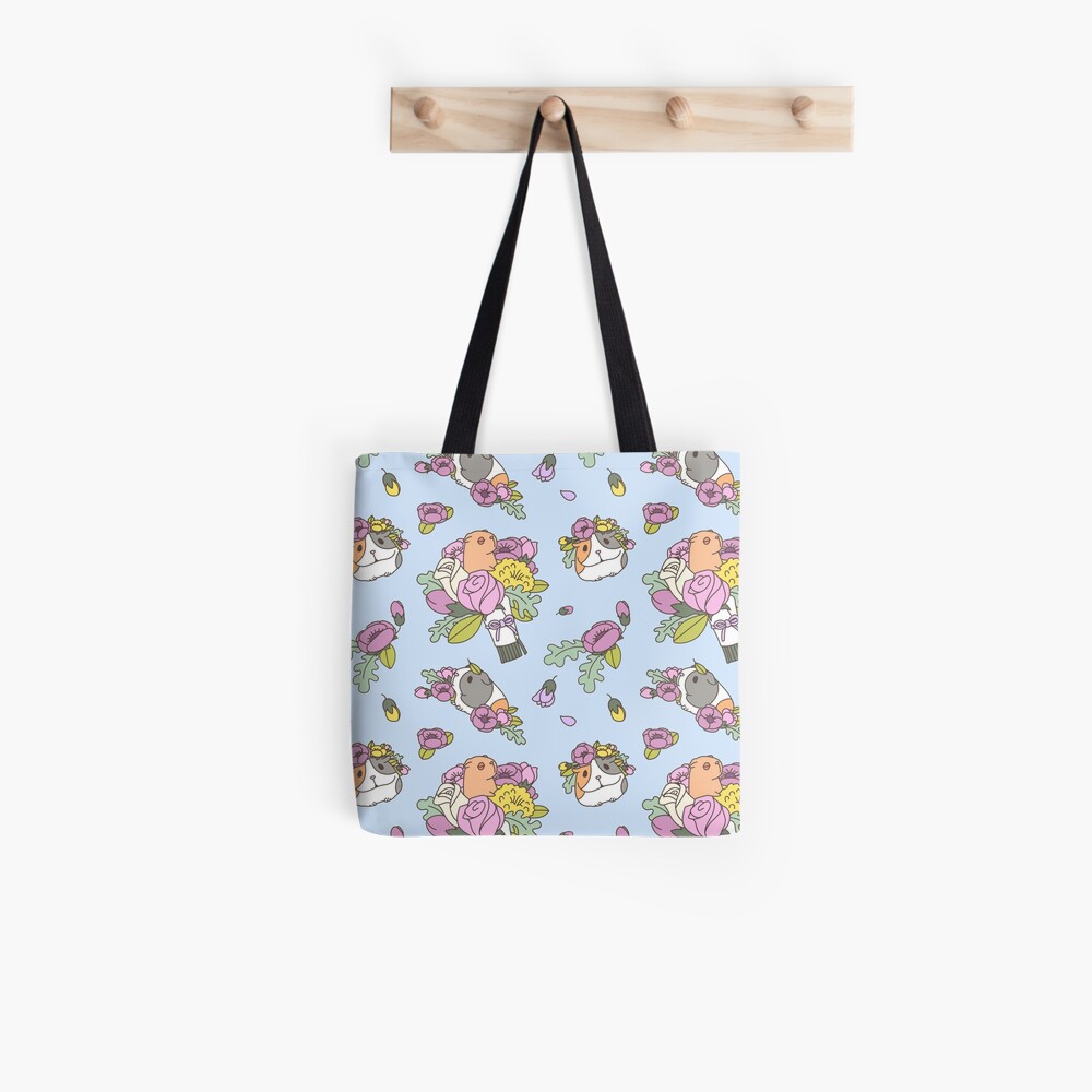 Flowers and Guinea pig pattern, spring floral Pattern Tote Bag