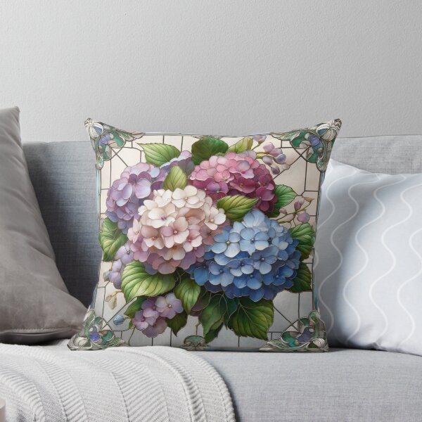 Item preview, Stained Glass Window with Hydrangeas designed and sold by shape-shifter24.