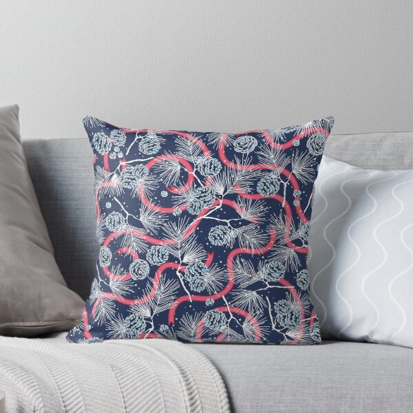 Item preview, Spruce cones and festive ribbons on dark blue background designed and sold by Alex  Blud.