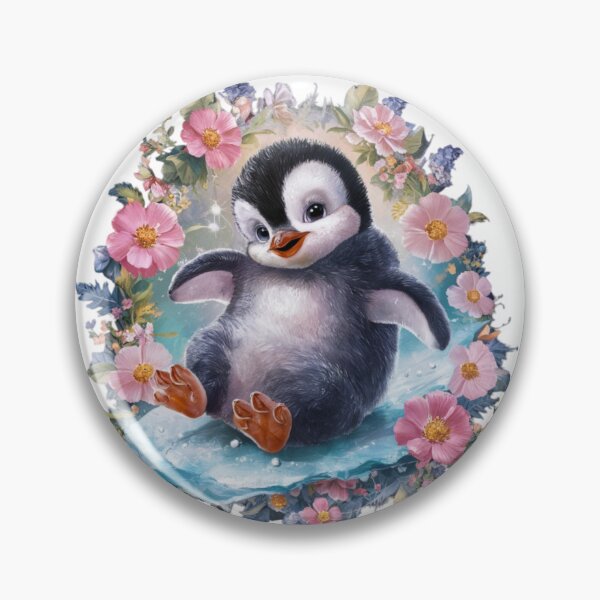 Item preview, Playful Baby Penguin with Floral Accents designed and sold by TheCreativeA.