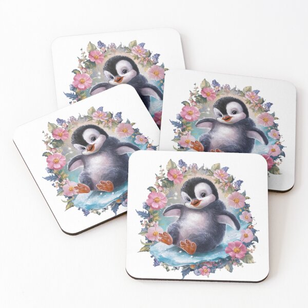 Item preview, Playful Baby Penguin with Floral Accents designed and sold by TheCreativeA.
