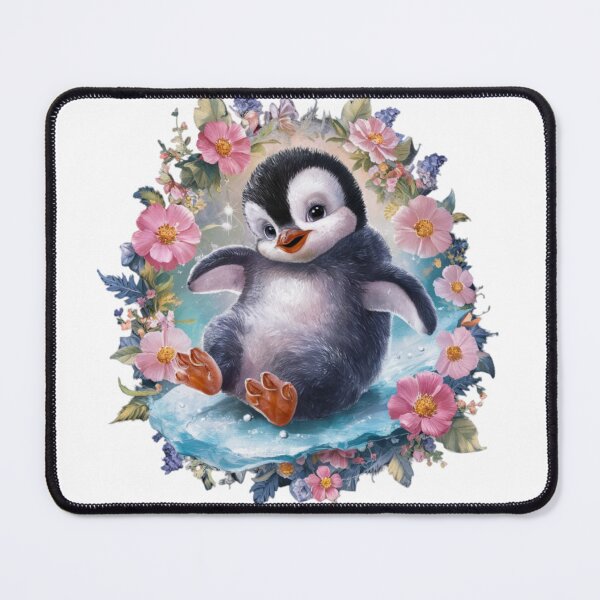 Item preview, Playful Baby Penguin with Floral Accents designed and sold by TheCreativeA.