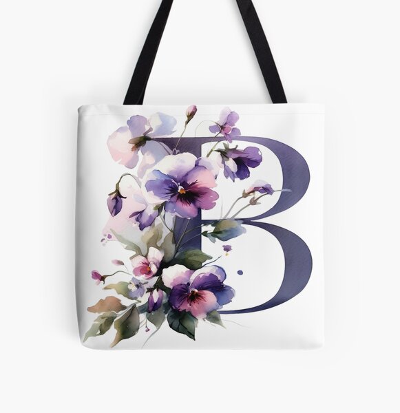 VIOLETS LETTER B All Over Print Tote Bag