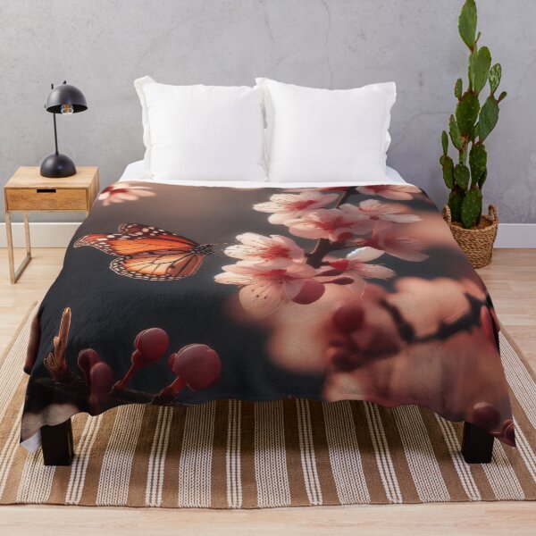 Artikelvorschau, Blumenmuster Hintergrund Kirschblüte mit Schmetterling entworfen und verkauft von Expressions-Sel.