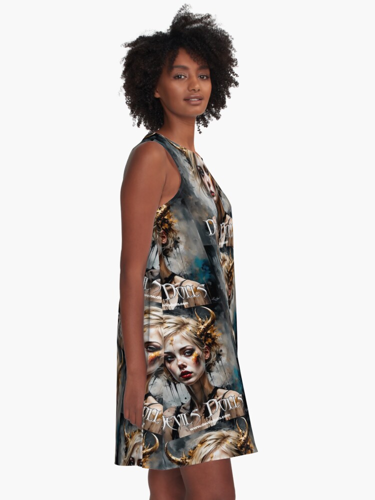 Thumbnail 2 of 4, A-Line Dress, Devils Dolls - Painting babe design - 041 designed and sold by bravomodels.