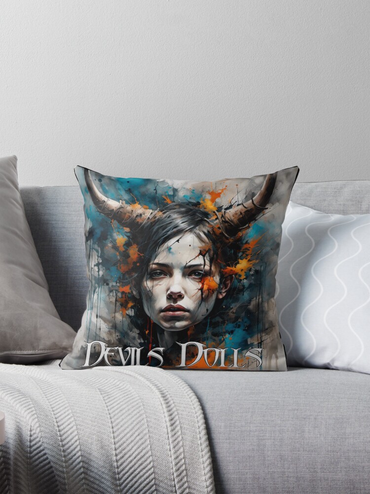 Thumbnail 1 of 4, Pillow, Devils Dolls - Painting babe design - 042 designed and sold by bravomodels.