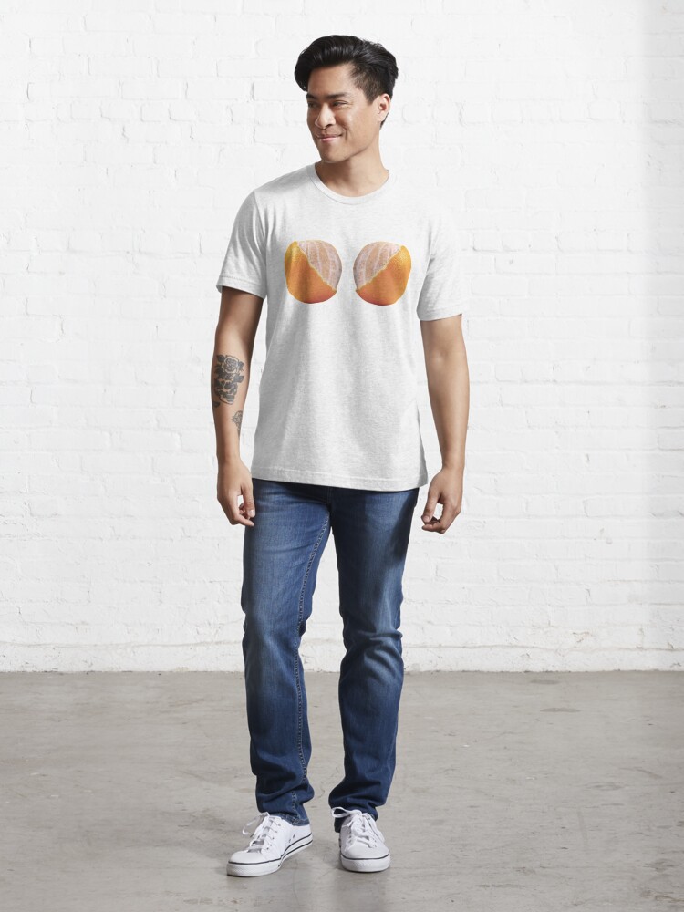 boobs orange funny & sexy  Essential T-Shirt for Sale by redblackline