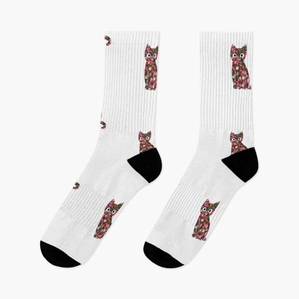 Item preview, Black cat with flowers designed and sold by Felinefinesse.