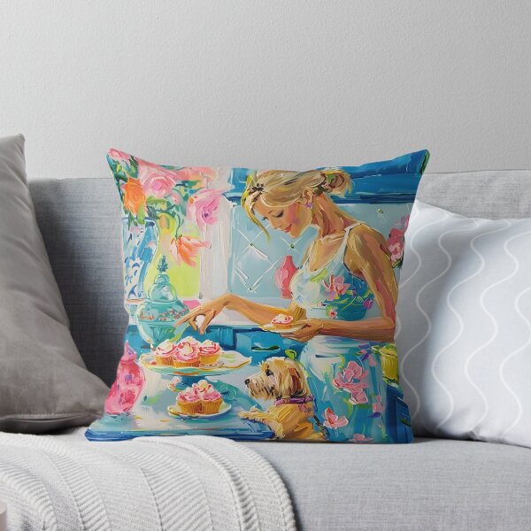 Item preview, Vibrant Kitchen Art: Whimsical Baking Scene with Dog and Floral Decor designed and sold by SophieClimaArt.