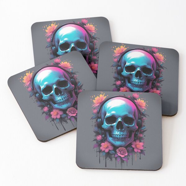 Item preview, Skull with Music Headphones and Flowers designed and sold by Eva Nev.