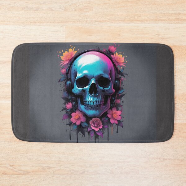 Item preview, Skull with Music Headphones and Flowers designed and sold by Eva Nev.