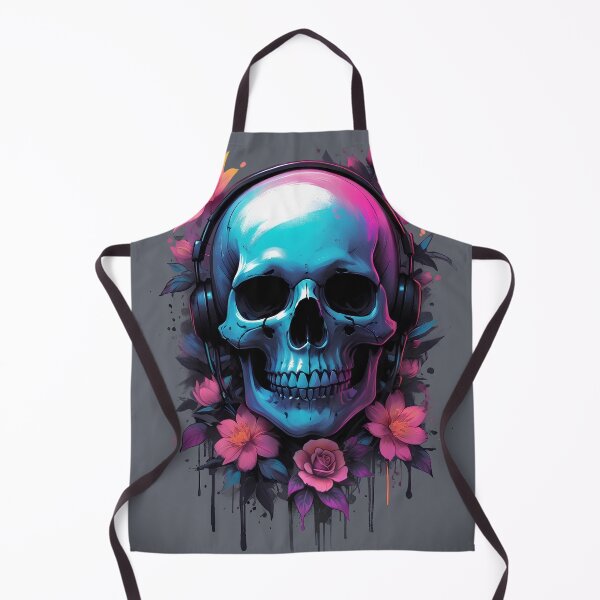 Item preview, Skull with Music Headphones and Flowers designed and sold by Eva Nev.