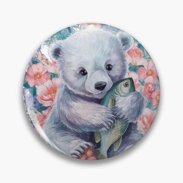 Item preview, Adorable Polar Bear Cub with Floral Accents designed and sold by TheCreativeA.