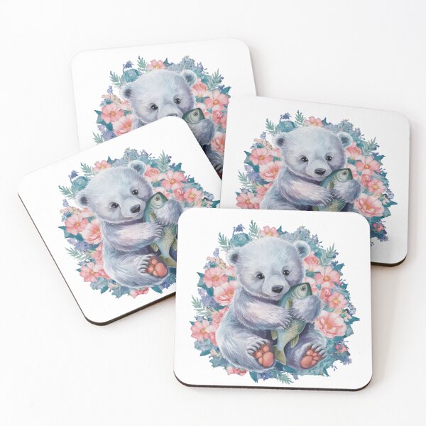 Item preview, Adorable Polar Bear Cub with Floral Accents designed and sold by TheCreativeA.