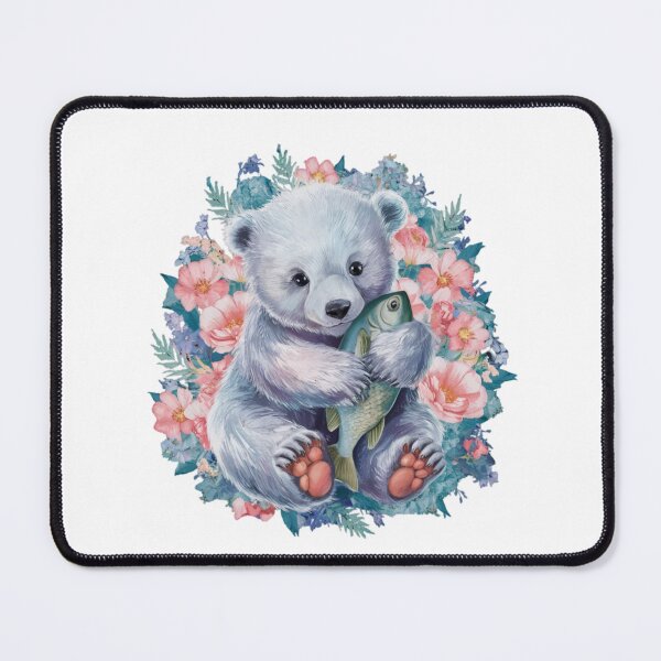 Item preview, Adorable Polar Bear Cub with Floral Accents designed and sold by TheCreativeA.