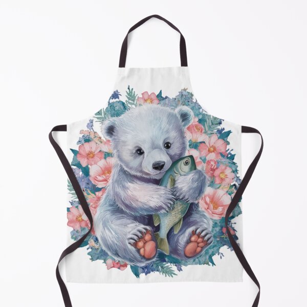Item preview, Adorable Polar Bear Cub with Floral Accents designed and sold by TheCreativeA.