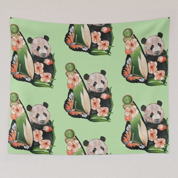 Item preview, Panda, blossoms, and leaves designed and sold by KnowingWonder.
