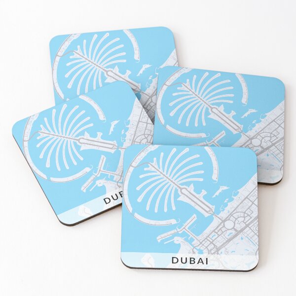 Item preview, Arte del mapa minimalista de Dubái (blanco, gris y azul claro) designed and sold by MapMyCity.