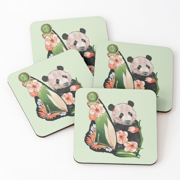 Item preview, Panda, blossoms, and leaves designed and sold by KnowingWonder.