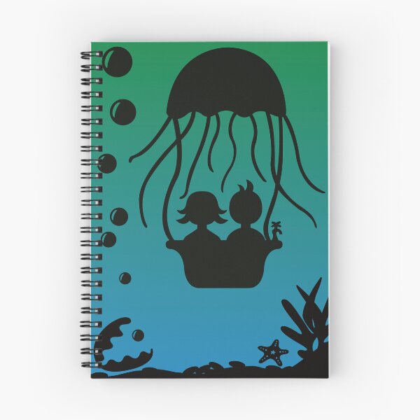 Item preview, Underwater Adventure with Jellyfish - Paisley & Gabe - Blue/Green designed and sold by SquareKeyStudio.