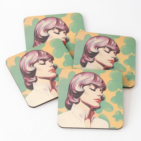 Item preview, Retro illustration in 60s style antique soft pastel colors of a handsome man designed and sold by GoldenTimesCafe.