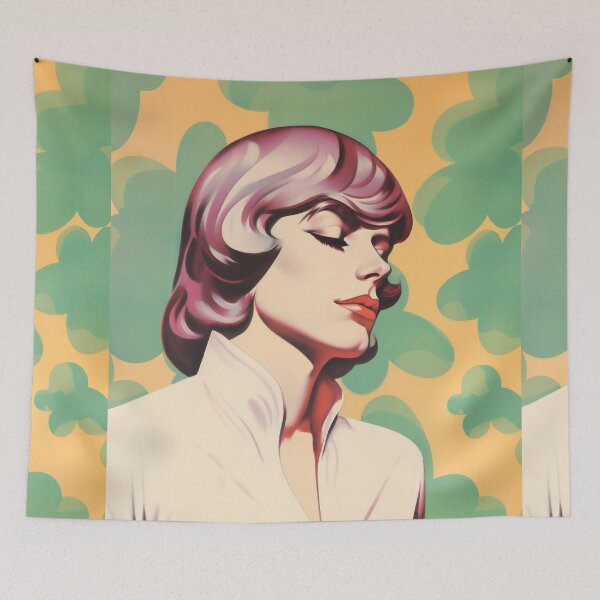 Item preview, Retro illustration in 60s style antique soft pastel colors of a handsome man designed and sold by GoldenTimesCafe.