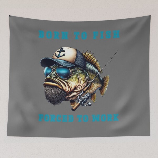 Item preview, Born To Fish, Forced To Work designed and sold by ART-HOME-PAWS.