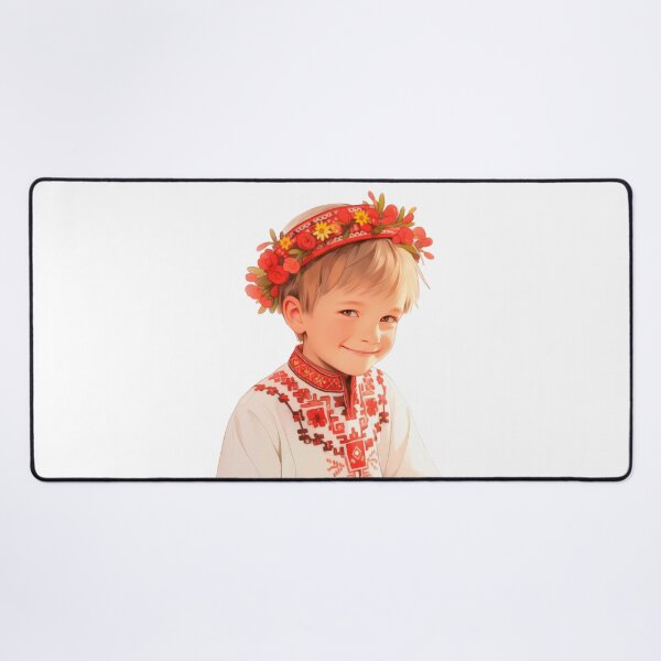 Item preview, Cute Little Ukrainian Boy Portrait in floral wreath and traditional clothes and Ukrainian embroidery Ukrainian ornament designed and sold by DariyaDell.