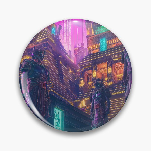 Item preview, Ancient Sumerian gods in a neon cyberpunk city designed and sold by deepglitchart.