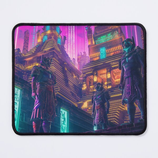 Item preview, Ancient Sumerian gods in a neon cyberpunk city designed and sold by deepglitchart.