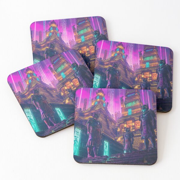 Item preview, Ancient Sumerian gods in a neon cyberpunk city designed and sold by deepglitchart.