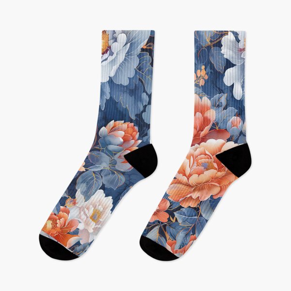 Item preview, BLUE ORANGE  PEONIES PATTERN designed and sold by justyna-s28.